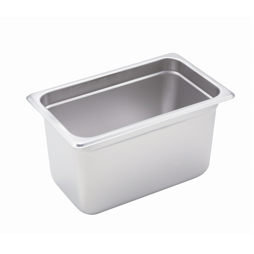 Steam Table Pan 1/4 size, 10-5/6'' x 6-5/6'' x 6'' deep, 22 gauge heavy weight, anti-jamming, 18/8 stai
