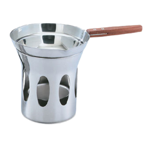 Butter Melter, 4.25 oz., all stainless complete, oval vents at base, rosewood handle on stainless pa