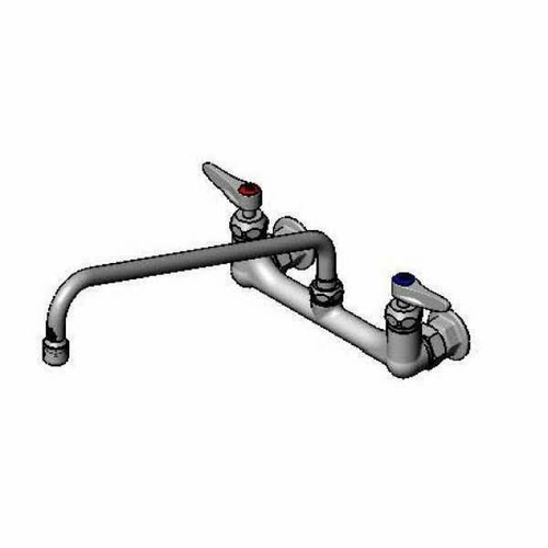 Picture of T&S B-2299-CR Mixing Faucet, wall mount, 8" adjustable centers, 14" swing nozzle with stream regulator, lever hand