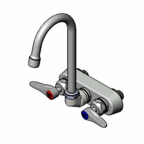 Picture of T&S B-1146-02A-CR Workboard Faucet, wall mount, 4" centers, 4-3/8" swivel gooseneck nozzle