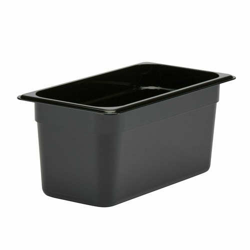 Camwear Food Pan, 5.6 qt. capacity, 6'' deep, 1/3 size, polycarbonate, black, NSF