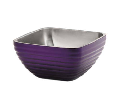 Serving Bowl,  square,  double wall insulated,  3.2 quart,  8-1/2"W x 8-1/2"D x 4-1/4"H,  passion purple exterior finish with satin stain…