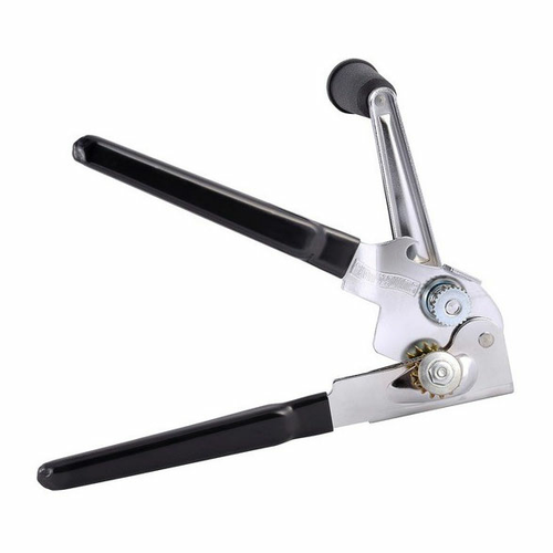 Can Opener, manual, crank handle, chrome-plated steel, black