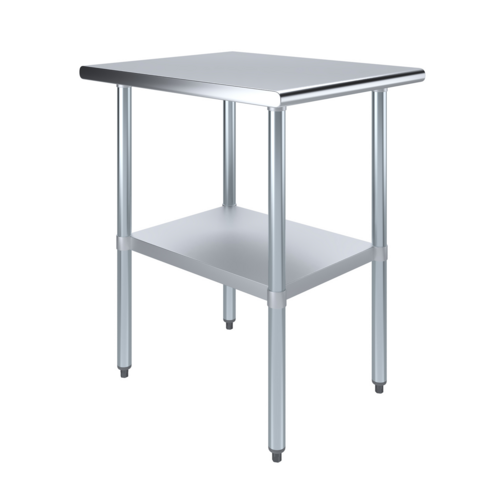 Worktable, 24"W x 30"D x 35"H, 18 gauge 430 stainless steel flat top shelf, 18 gauge galvanized undershelf and hat channel, galvanized le…