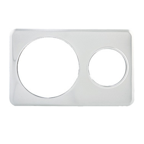 Picture of Adapter Plate, 21"W x 13"D, (1) 6-3/8" hole and (1) 10-3/8" hole, fits 4 qt. & 11 qt. insets, stainless steel