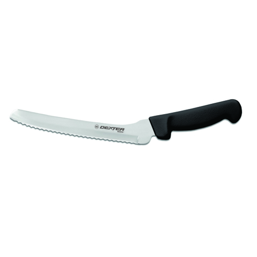 Basics Bread Knife(31606B), 8'' stain-free scalloped offset blade, textured black poly handle, NSF ce