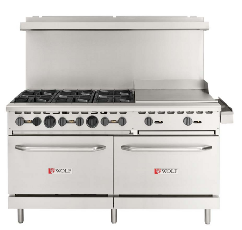 (Quick Ship) WX Series Restaurant Range, Natural gas, 60", (6) 28,000 BTU burners with lift-off burner heads, 24" griddle, (2) standard o…