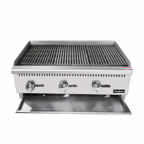 Padela Heavy Duty Radiant Charbroiler, natural gas, countertop, 36'', (3) stainless steel burners, s