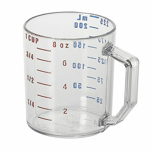Camwear Measuring Cup, 1 cup, dry measure, molded handle, dishwasher safe, polycarbonate, clear, NSF