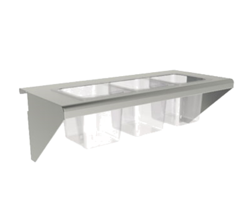 Condiment rail, (3) 1/6 size pans or (1) 1/3 size pan