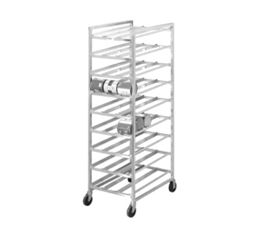 CAN STORAGE RACK, MOBILE, 82''H., 9 LEVELS, CAP - (162) #10 CANS, WELDED ALUM., 5'' CASTERS