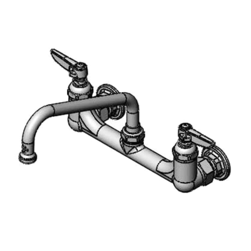Picture of T&S B-2414 Sink Mixing Faucet, wall mount, 8" centers, with 8" swing nozzle, lever handles, Eterna cartridges