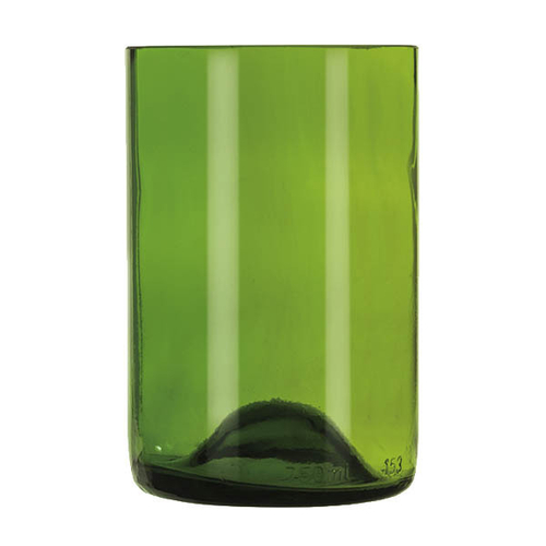Double Old Fashioned Glass, 12 oz., repurposed wine bottle, green (H 4-1/2''; T 2-7/8''; B 2-7/8'';