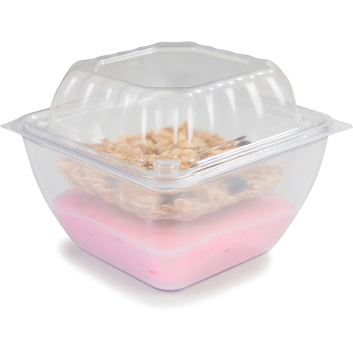 Disposable Dome Container/Lid, 5 oz., square, fits square bowls (DXSB12, DXSB6, and DXSB9), polystyr