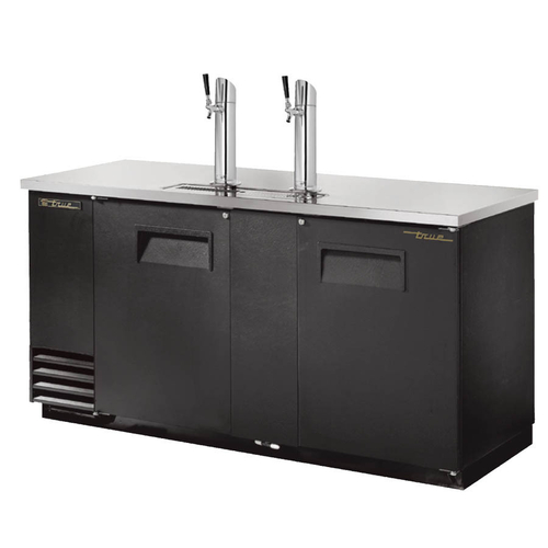Draft Beer Cooler, (3) keg capacity, stainless steel counter top, black vinyl exterior & (2) doors w