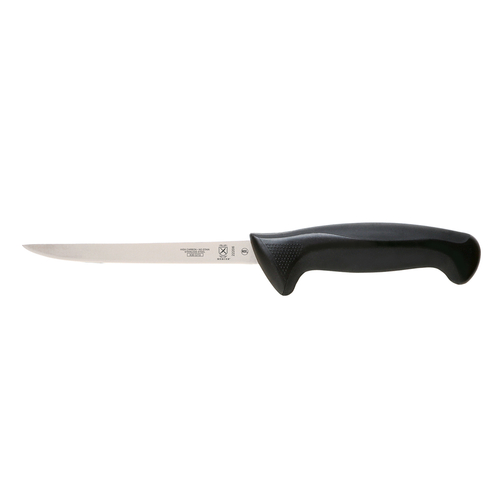 Millennia Boning Knife, 6'', narrow, stamped, high carbon, Japanese stain-resistant steel, black non