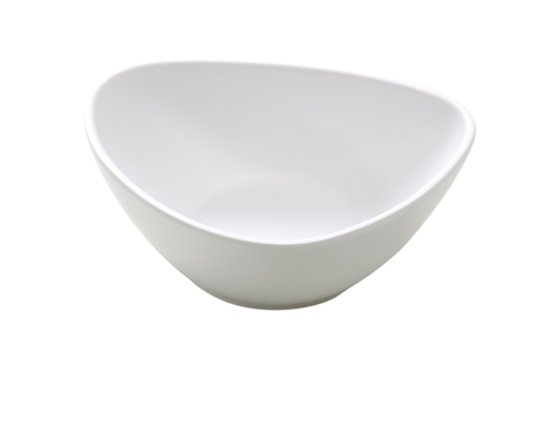 Moderne Plate, 12 oz., 6"L x 4-1/2"W x 2"H, triangular, deep, dishwasher safe, melamine, matte finish, white (sold by case)