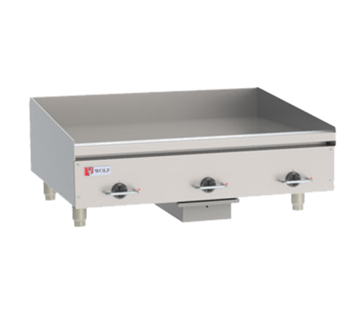 Heavy Duty Electric Griddle, 36" W x 24" D cooking surface, 1/2" thick polished steel griddle plate, bottom mounted snap action thermosta…
