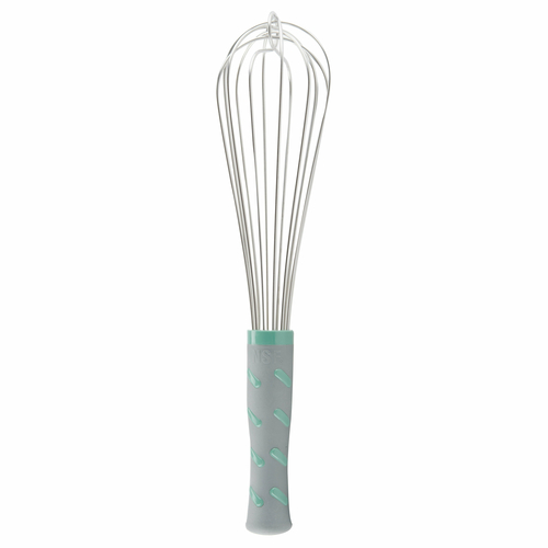 French Whip, 12'' long, one-piece, aqua nylon handle, heat resistant up to 475 F (246 C), textured h