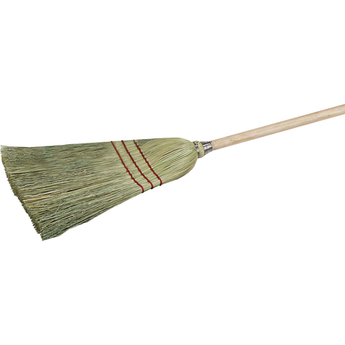 Flo-Pac Lobby Corn Broom, 40'' tall, 3-sew synthetic stitching, 9# fill, blended corn bristles, wood