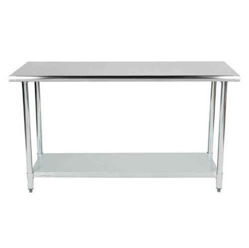 Work Table, 60''W x 30''D, 16/430 stainless steel top with 2''H rear up-turn, 18 gauge stainless ste