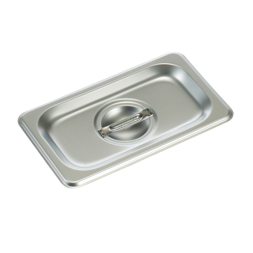 Steam Table Pan Cover, 1/9 size, solid, with handle, 18/8 stainless steel, NSF (Qty Break = 12 each)