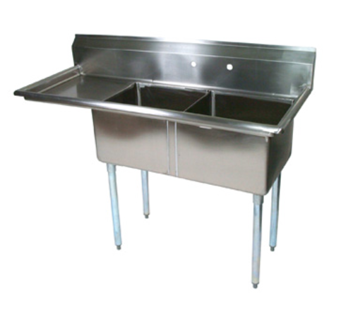 Picture of John Boos E2S8-18-12L18 E-Series Sink 2-compartment 56-1/2"W x 23-1/2"D x 43-3/4"H overall size