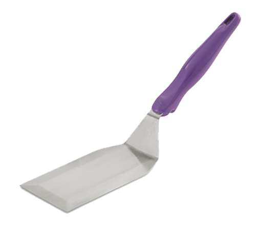 Heavy-Duty stainless Steel Turner with Ergo Grip purple handle, solid, beveled, ergonomic high-tempe