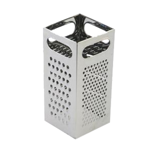 Grater, 4'' x 4'' x 9'', square, open-ended, four-sided grate options, integrated handles, mirror fi