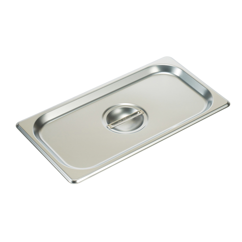 Steam Table Pan Cover, 1/3 size, solid, with handle, 18/8 stainless steel, NSF (Qty Break = 12 each)