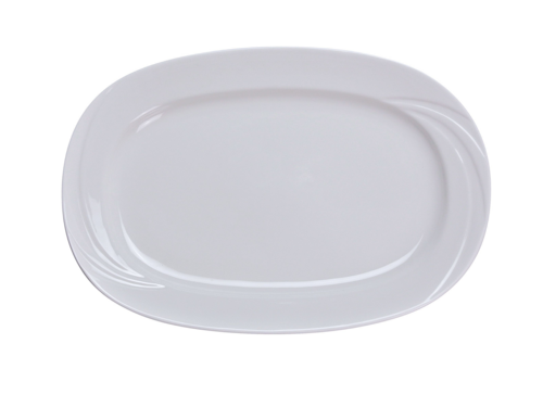 Miami Platter, 14"L x 10"W, rectangular, embossed, dishwasher, oven and microwave safe, porcelain, bone white (sold by case)