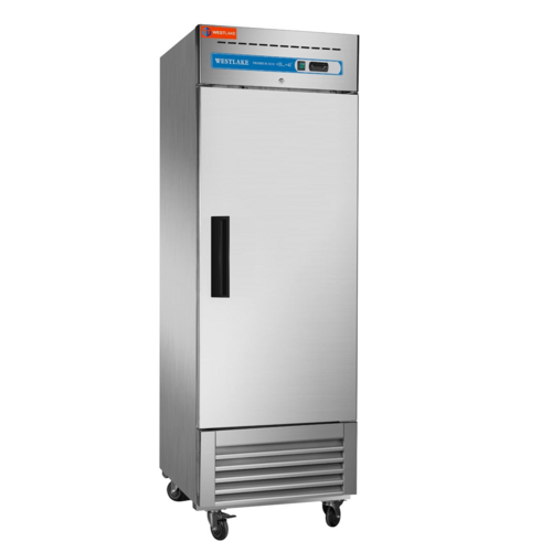 Reach-in Refrigerator, 23 cu. ft., solid single door, 27"W, (3) epoxy coated steel wire shelves, self-closing door with 90 degree stay op…