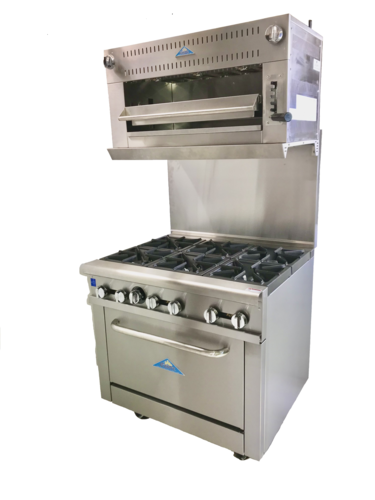 Picture of Salamander Broiler, Gas, 36" wide x 19" deep stainless steel frame, (6) 8,000 BTU infra-red burners