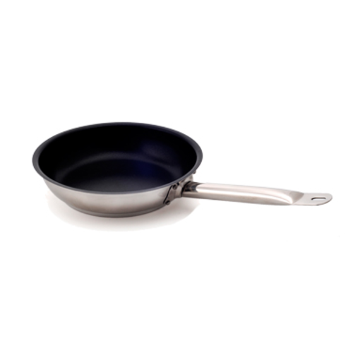 Fry Pan, non-stick, 12-1/2'', induction ready, riveted handle, 18/8 stainless steel with aluminum sa