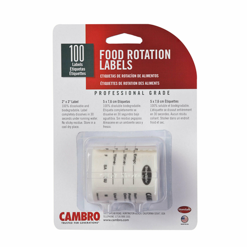 Picture of Cambro 23SL StoreSafe® Food Rotation Label 2" x 3" label & adhesive dissolves in less than 30 seconds