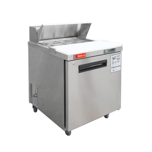 Refrigerator Sandwich & Salad Prep Table, 8 pans, 27"W, fan cooling, self-closing door, stainless steel exterior and interior, removable …