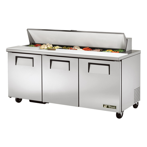 Picture of True Manufacturing TSSU-72-18-HC Sandwich/Salad Unit (18) 1/6 size (4"D) poly pans stainless steel insulated cover