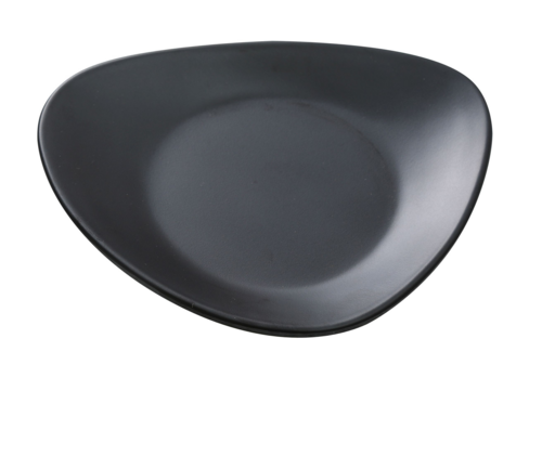 Moderne Plate, 6"L x 4-1/2"W, triangular, dishwasher safe, melamine, matte finish, black (sold by case)