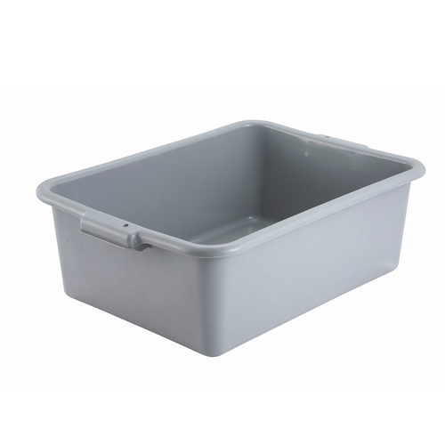 Dish box, 21-1/2'' x 15'' x 7'', 1-compartment, BPA-free, polypropylene, gray, NSF (Qty Break = 6 each)