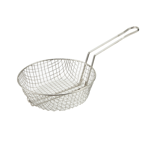 Culinary Basket, 8'' dia. x 3'' deep, round, coarse mesh, nickel plated steel (12 each per inner cas