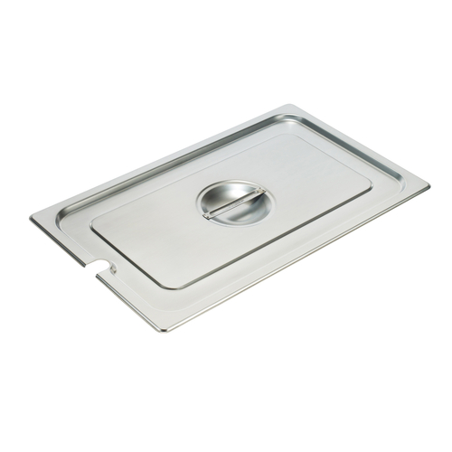 Steam Table Pan Cover, 1/1 size, slotted, with handle, 25-gauge standard weight, 18/8 stainless stee