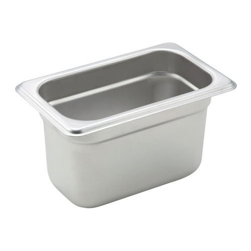 Steam Table Pan, 1/9 size, 6-3/4'' x 4-1/4'' x 4'' deep, 22 gauge heavy weight, anti-jamming, 18/8 stai