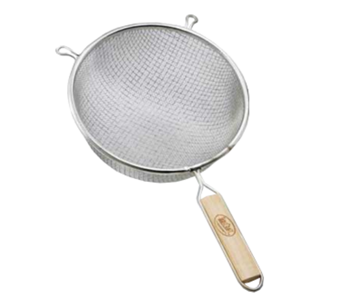 Picture of Strainer, 8" dia., double fine mesh, hand wash only, tinned, wooden handle (1 each minimum order)