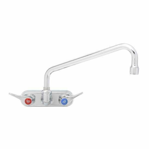 Picture of T&S B-1117-CR Workboard Faucet, wall mount, 4" centers, 10" swing nozzle with 2.2 GPM aerator, quarter-turn
