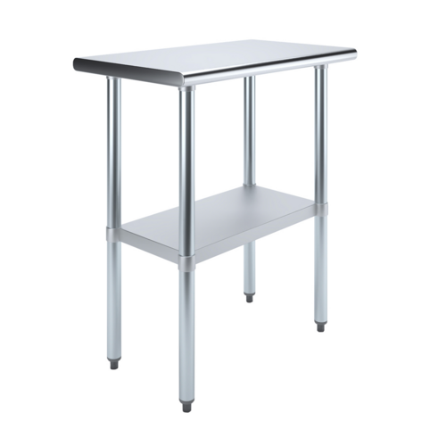 Worktable, 30"W x 18"D x 35"H, 18 gauge 430 stainless steel flat top shelf, 18 gauge galvanized undershelf and hat channel, galvanized le…