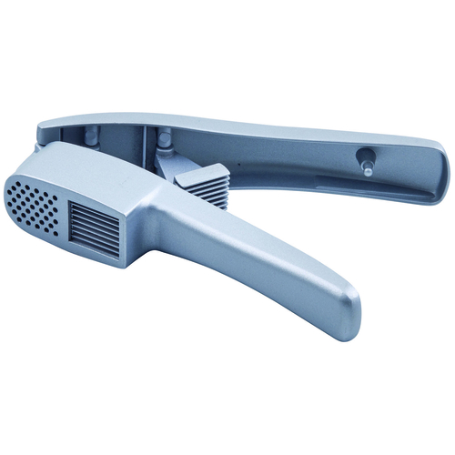 Picture of Winco GP-2 Garlic Press & Slicer 7-1/2" long with tool attached to inside of handle