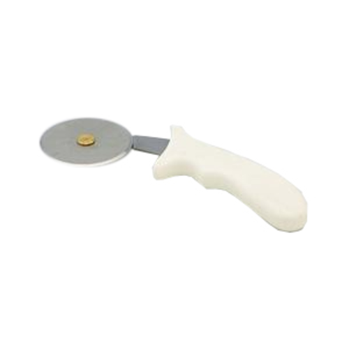 Pizza Cutter, 4'' dia. stainless steel blade, 6'' white plastic handle