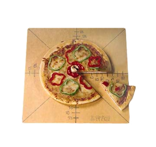 Picture of American Metalcraft MPCUT6 Pizza Slice Cutting Board and Guide 20" x 20" x 1/4" with markings for 6 slice