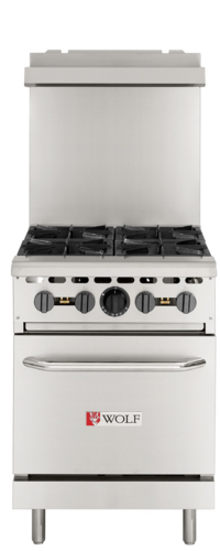 (Quick Ship) WX Series Restaurant Range, Propane gas, 24", (4) 28,000 BTU burners with lift-off burner heads, space saver oven, stainless…
