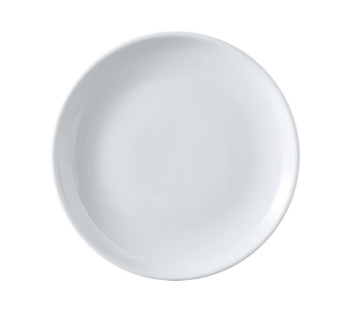Abco Plate, 16" dia., round, rolled edge, coupe, dishwasher, oven and microwave safe, porcelain, super white (sold by case)